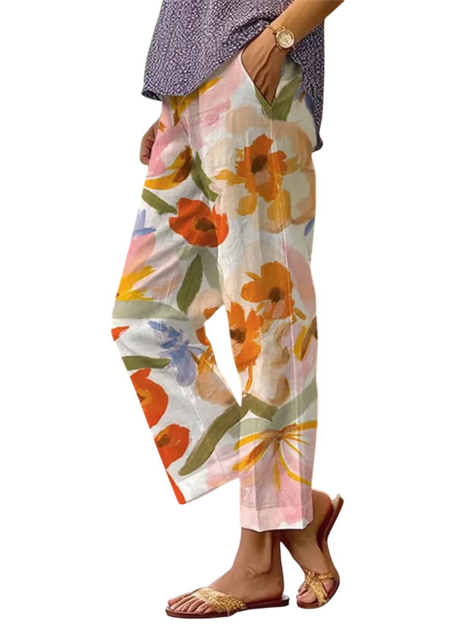 Callidora- Floral Patterned Pants for Women with Comfortable Fit
