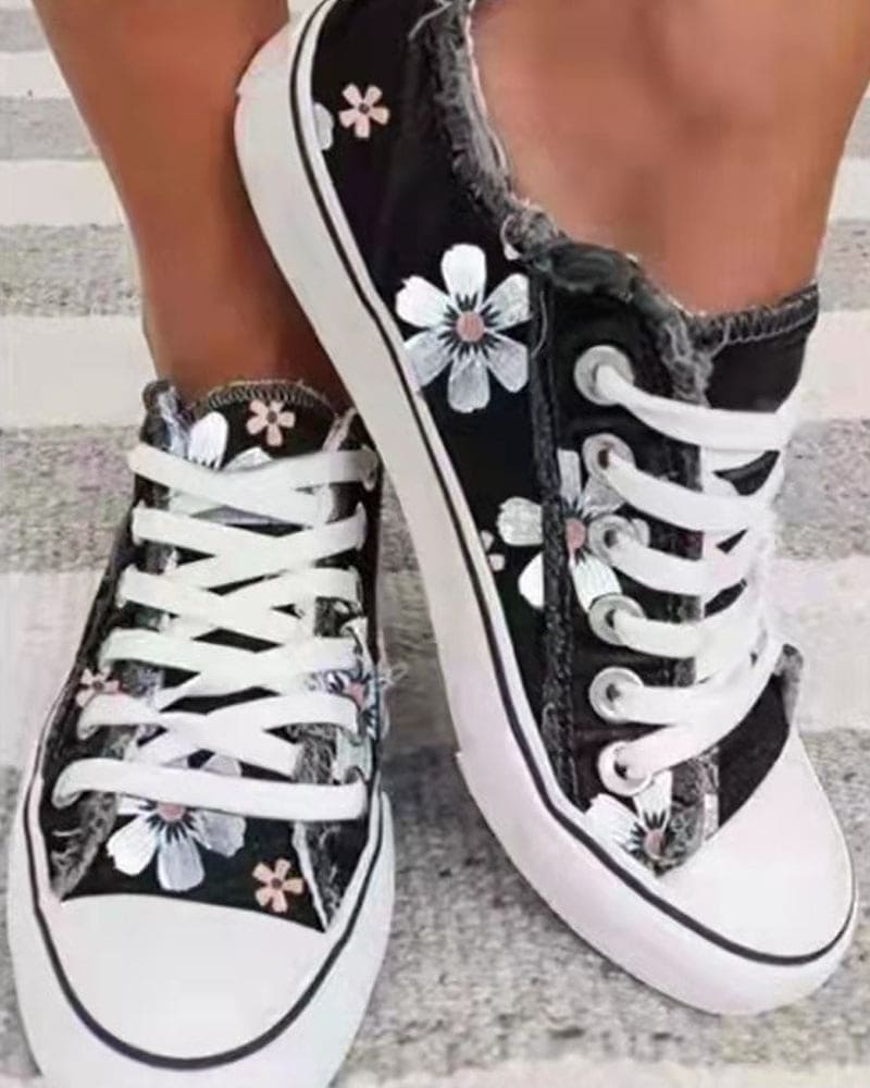 Malinda - Stylish Floral Denim Sneakers for Comfortable Chic Look