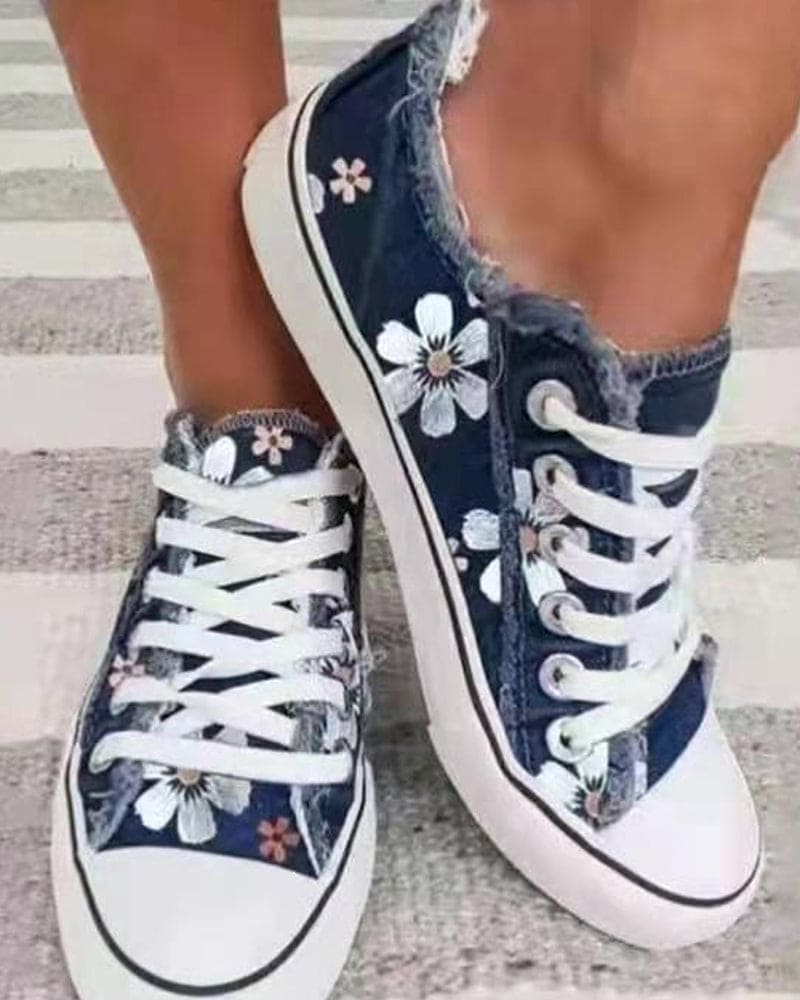 Malinda - Stylish Floral Denim Sneakers for Comfortable Chic Look