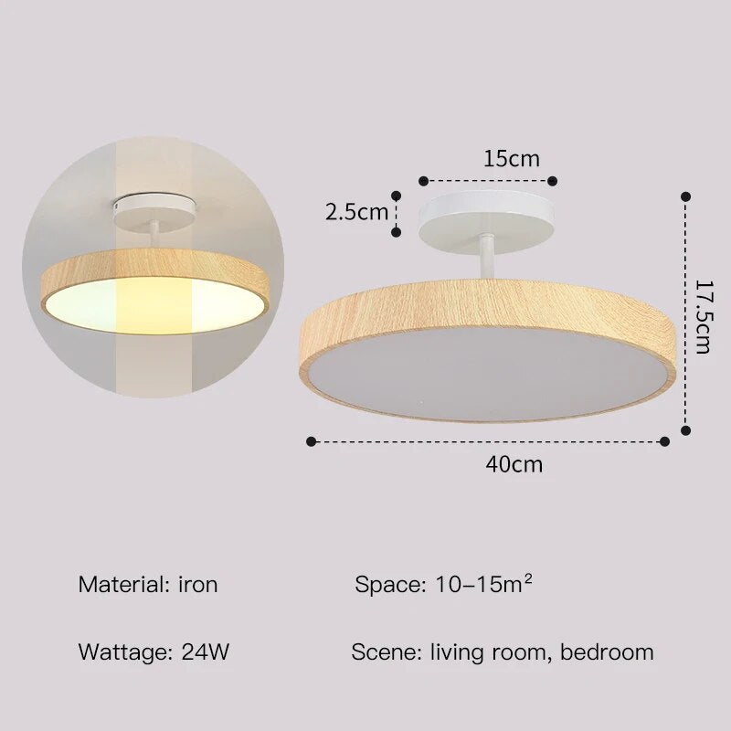 Suspora - Wood LED Ceiling Light Semi Flush Mount Fixture