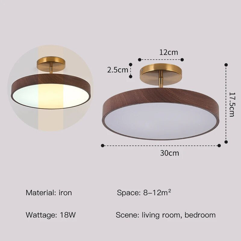 Suspora - Wood LED Ceiling Light Semi Flush Mount Fixture