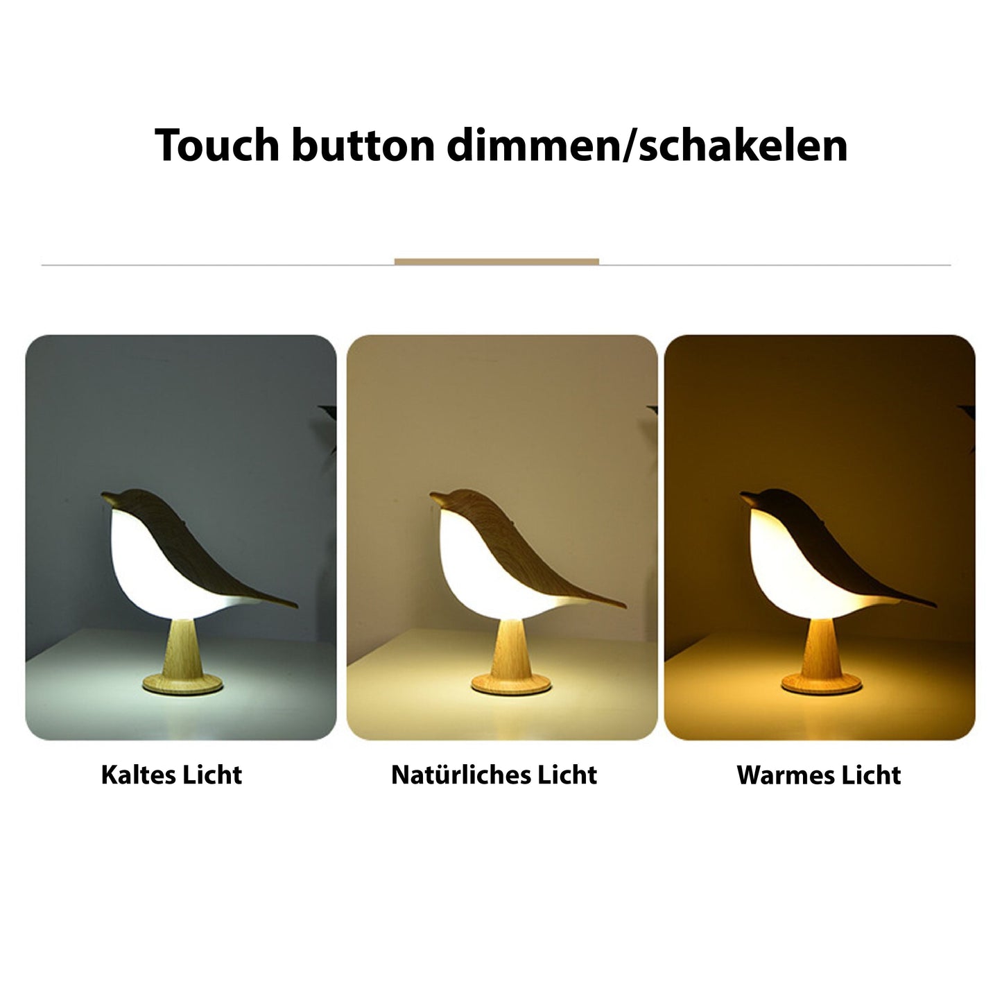 Luxiq - MissBird Bird Lamp Dimmable Touch Modern Wood For Home