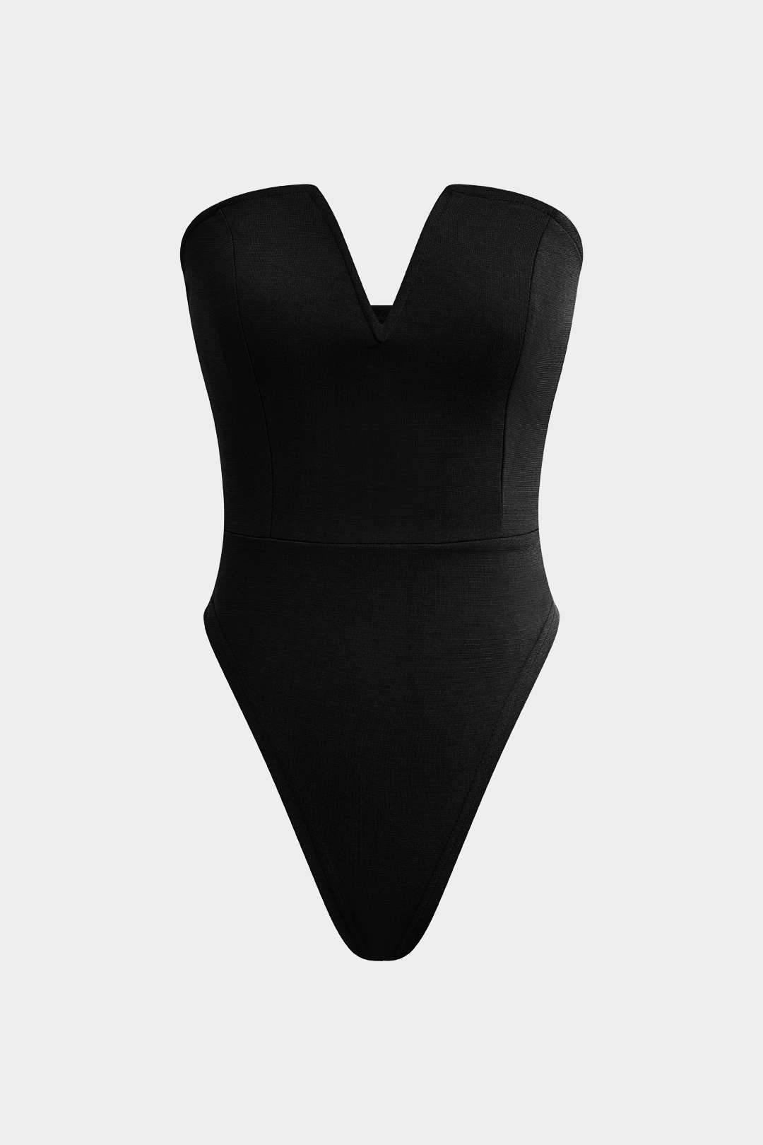 Abbie - Basic V-neck Strapless Bodysuit for Effortless Style