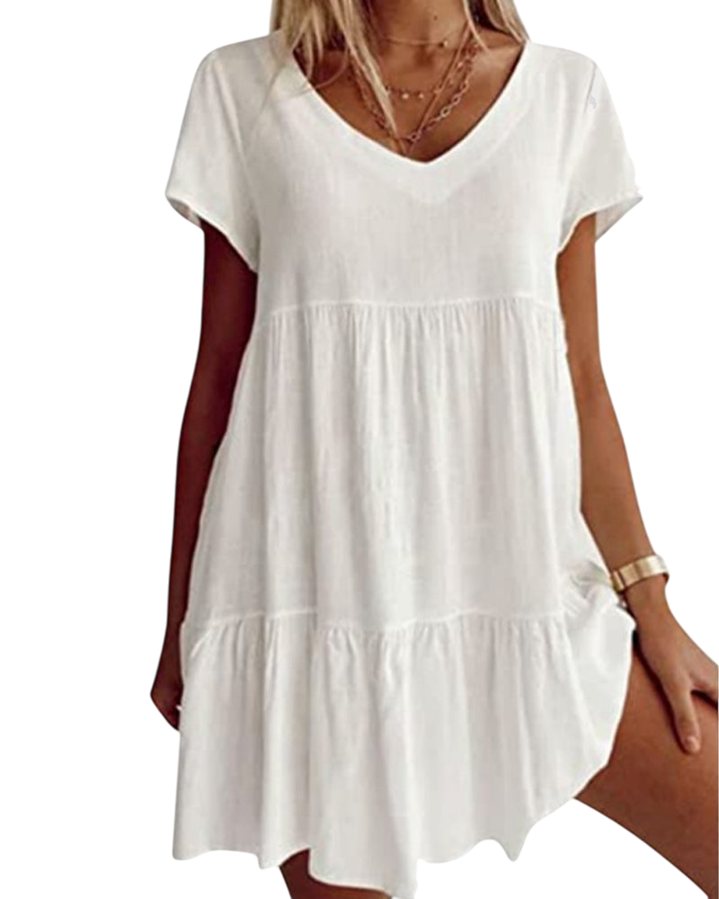 Peony - Casual Women's Summer Dress with Ruffle Detail