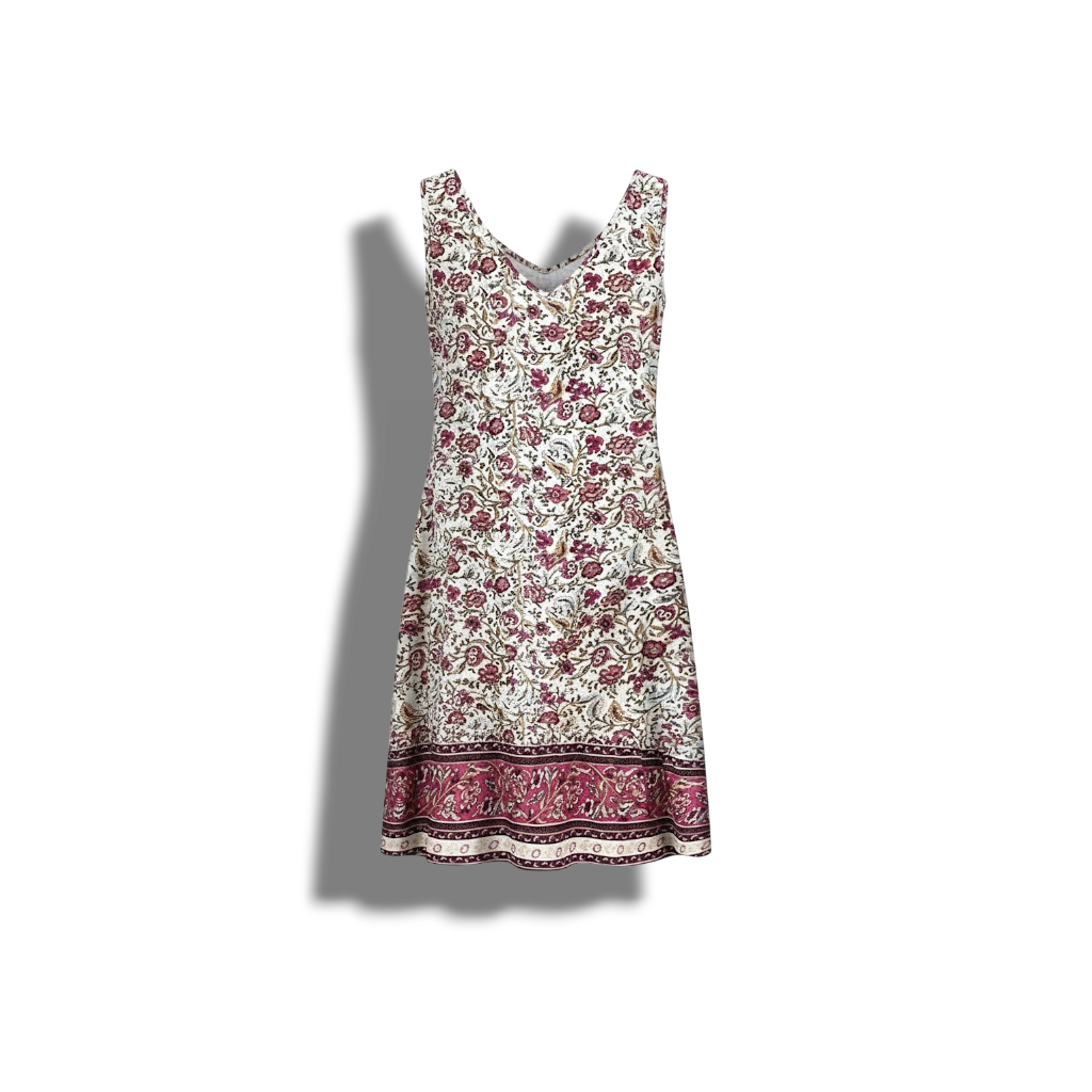 Liusaidh - Elegant Women's Floral Beach Dress with V-neck Design