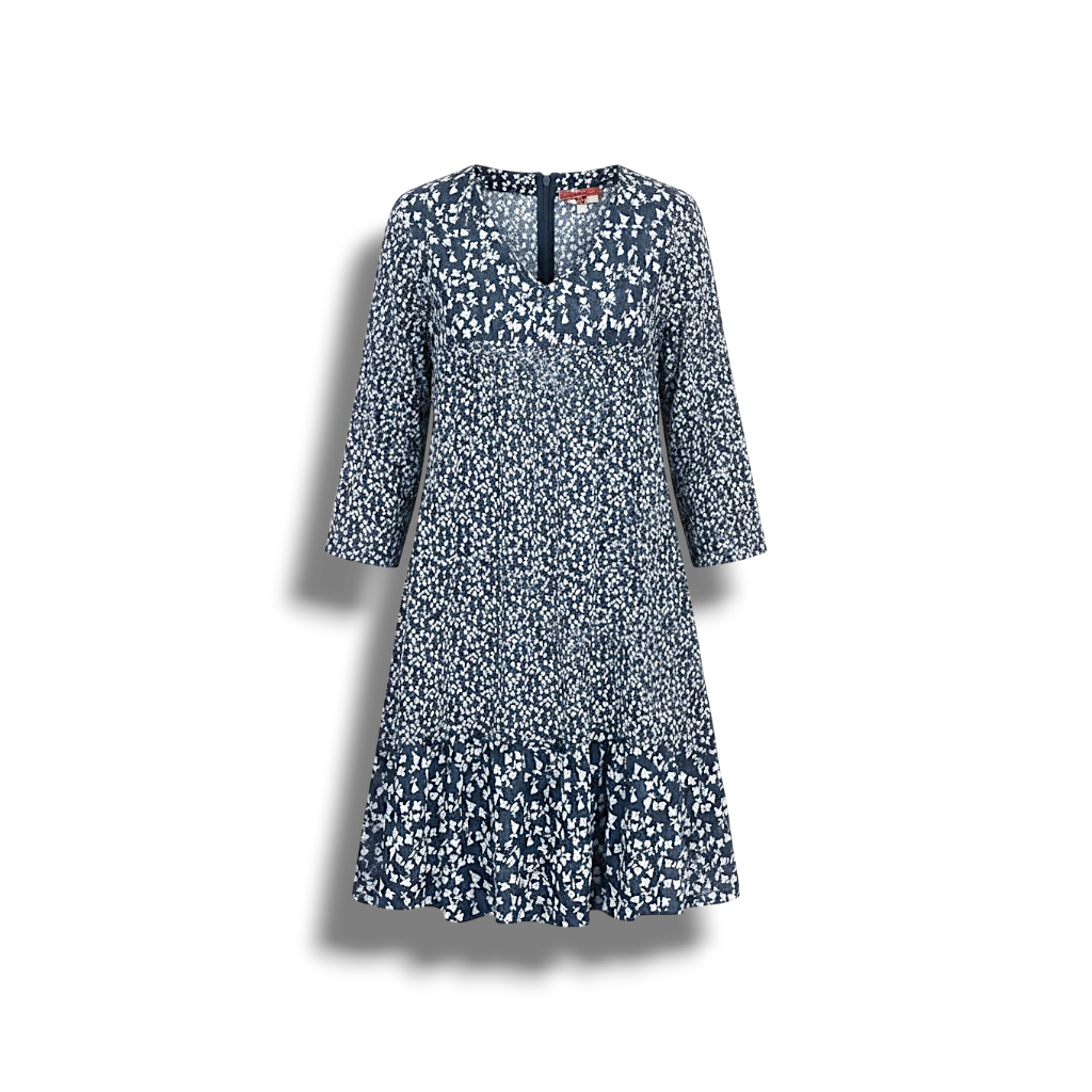 Abigail - Stylish Floral Print Dress with V-neck and 3/4 Sleeves