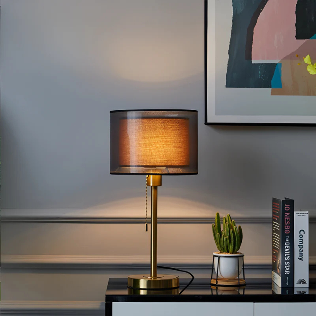 Luxrae - Lumis Table Lamp With Double Fabric Shade For Bedroom Glow