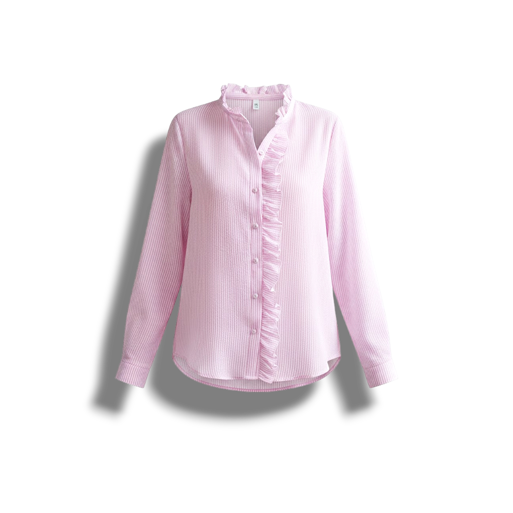 Frances - Long-Sleeved Ruffle Blouse for Elegant and Comfortable Style