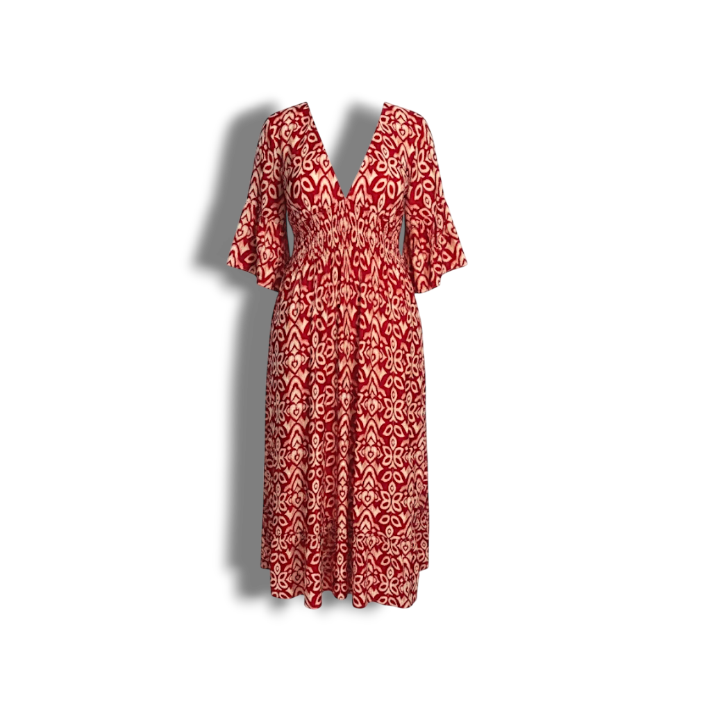 Annabel - Vibrant Printed V-Neck Dress for Effortless Style