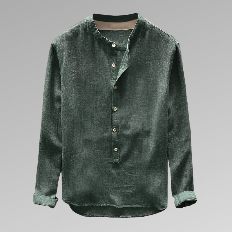 Eamon - Lightweight Mandarin Collar Mens Shirt Button Front