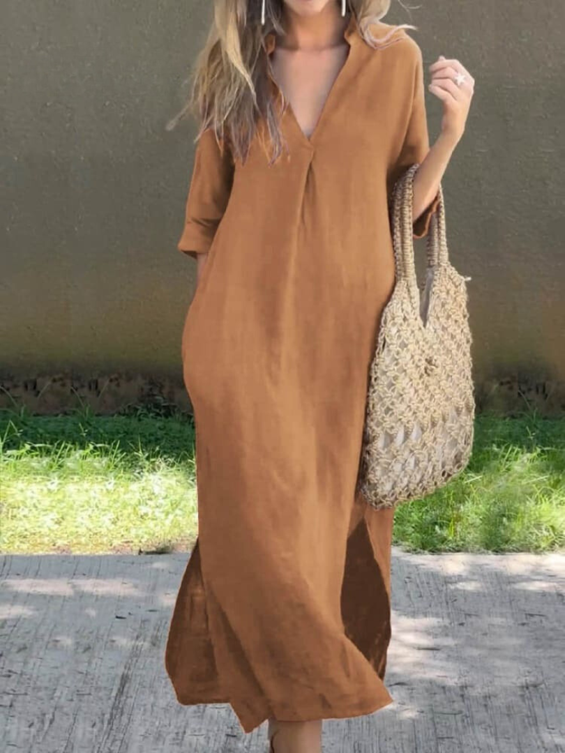 Kimmie - Timeless Women's Maxi Dress with Elegant V-neck Design