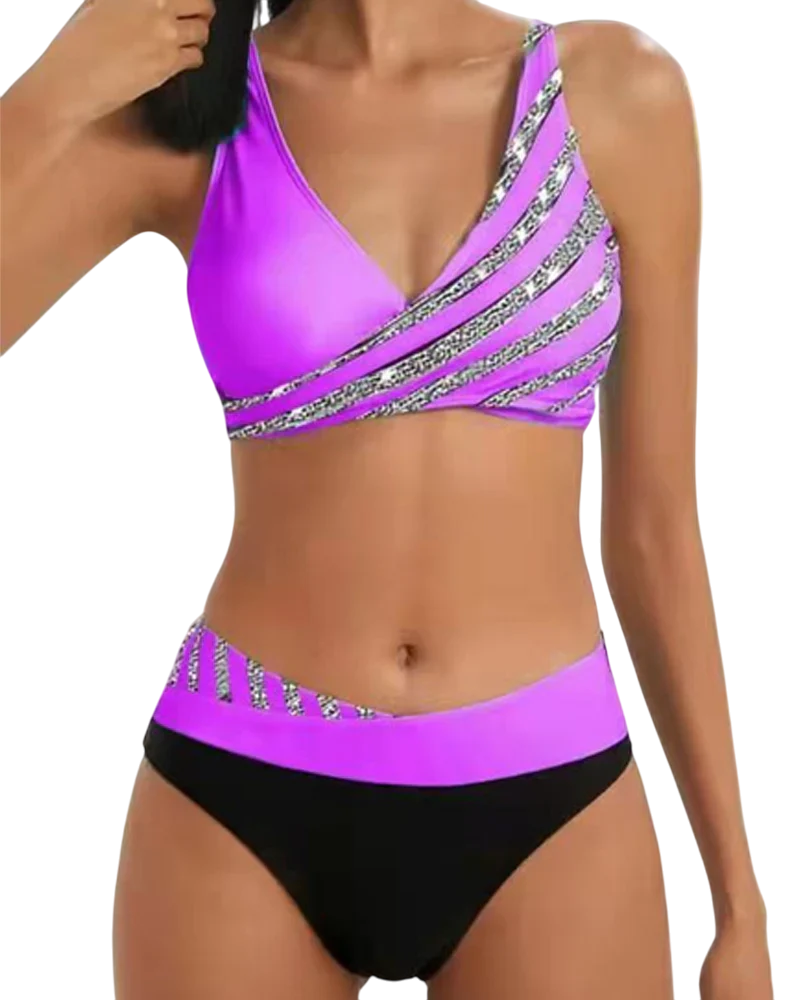 Philippa - Elegant Striped Printed Bikini Set for Women