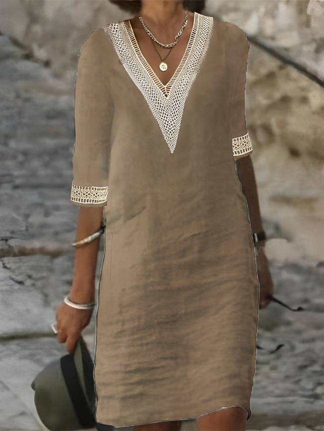 Queralt - Elegant Women's Cotton Linen Dress for Casual Comfort