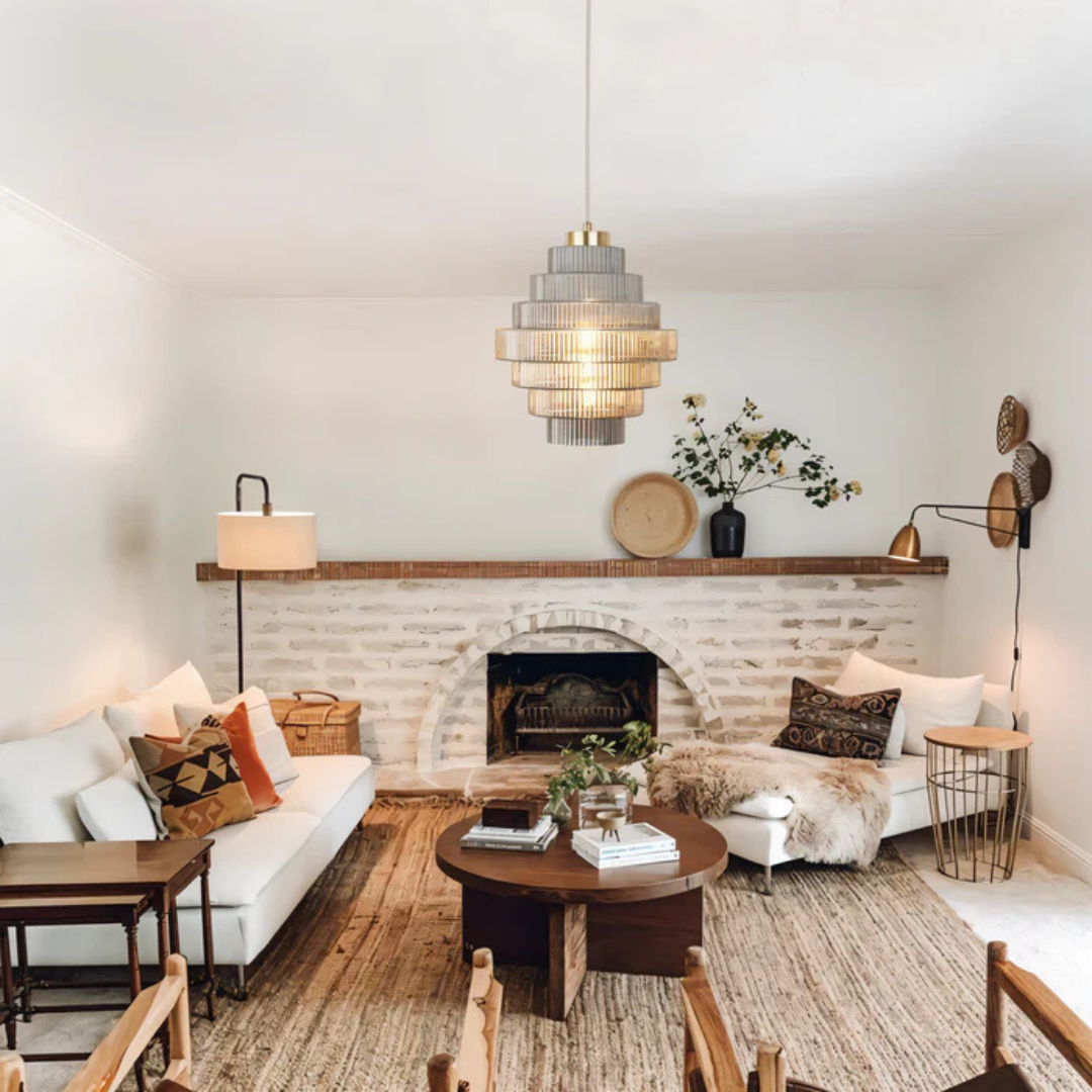 Solarae - Hebes Retro Glass Pendant Lamp Brass Elegant Living Room