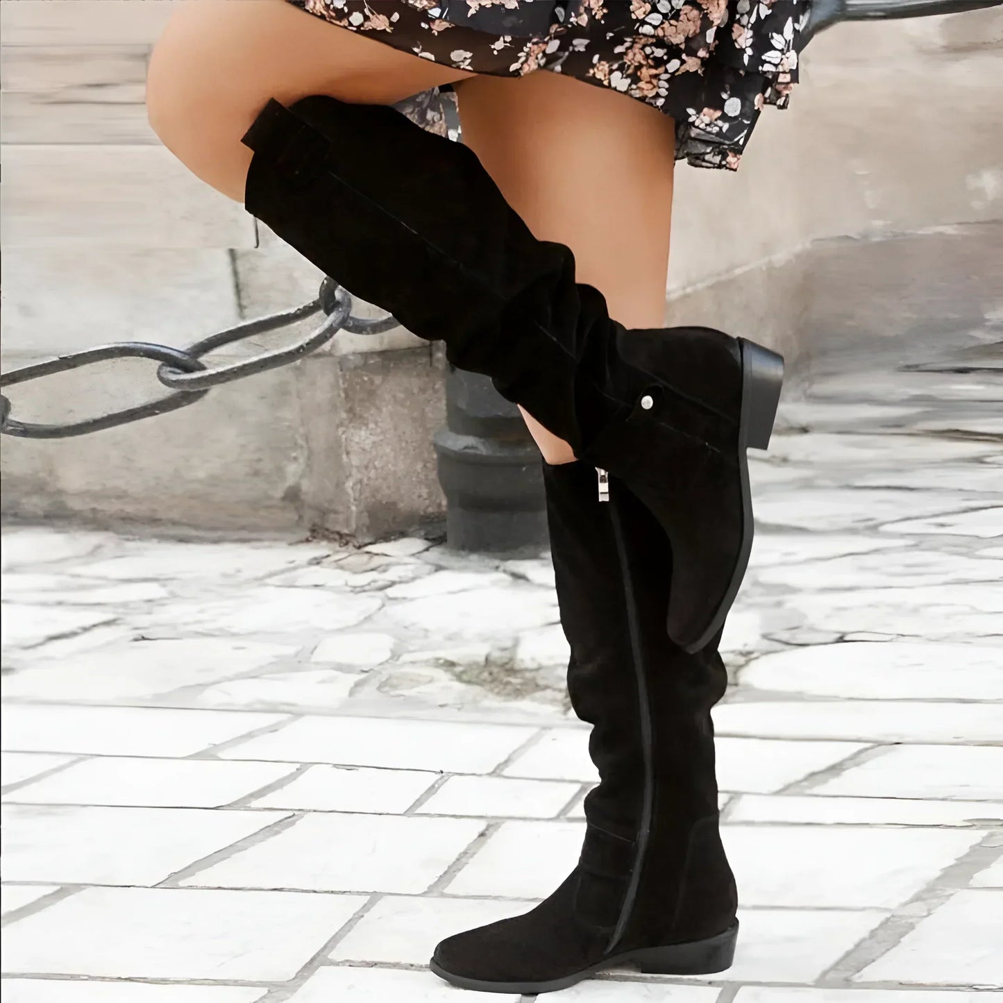 Merrilee - Vintage Leather Boots with Zipper for Classic Elegance