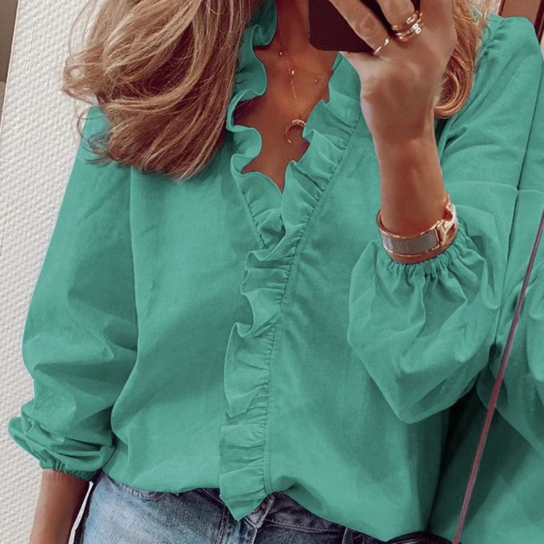 Joni - Women's Elegant Blouse with Ruffle Detailing and Comfortable Fit