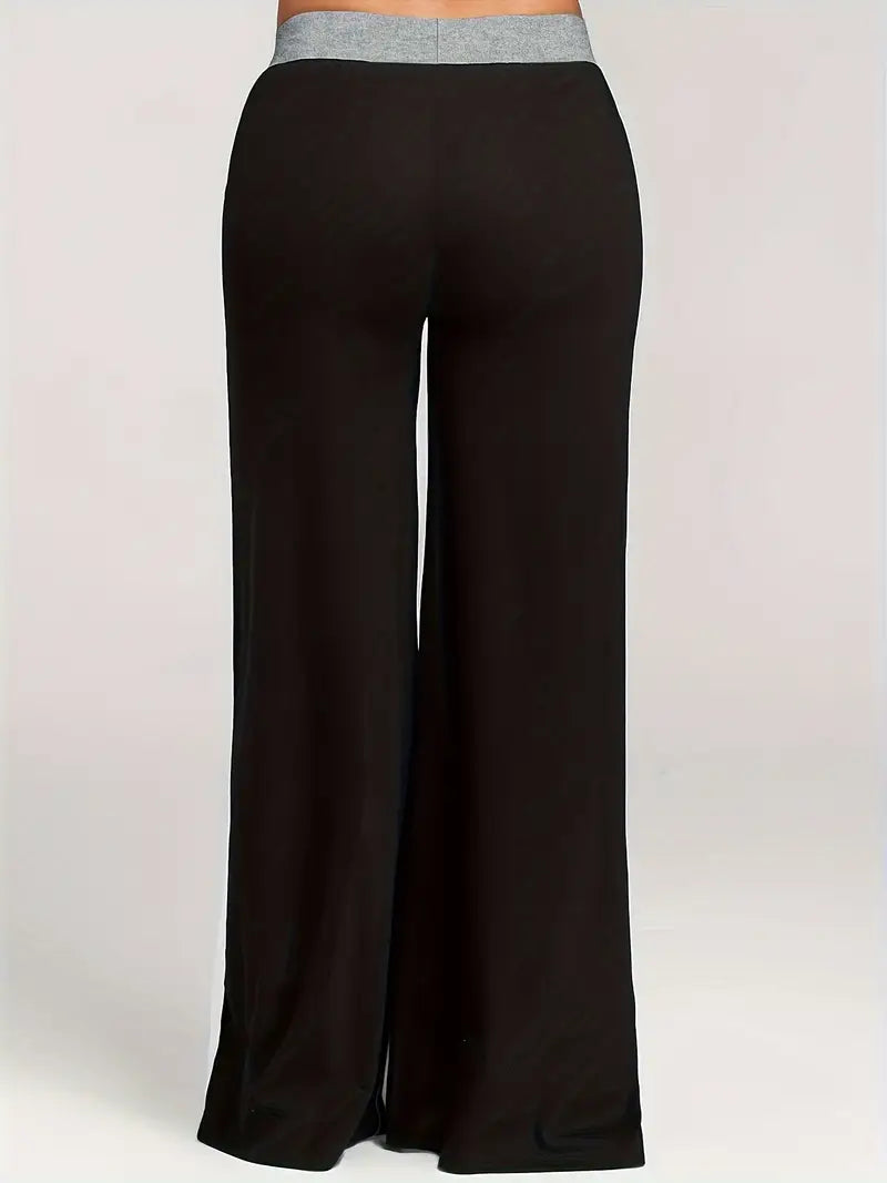 Delphine - Stylish Wide-Leg Trousers with Color Block Design