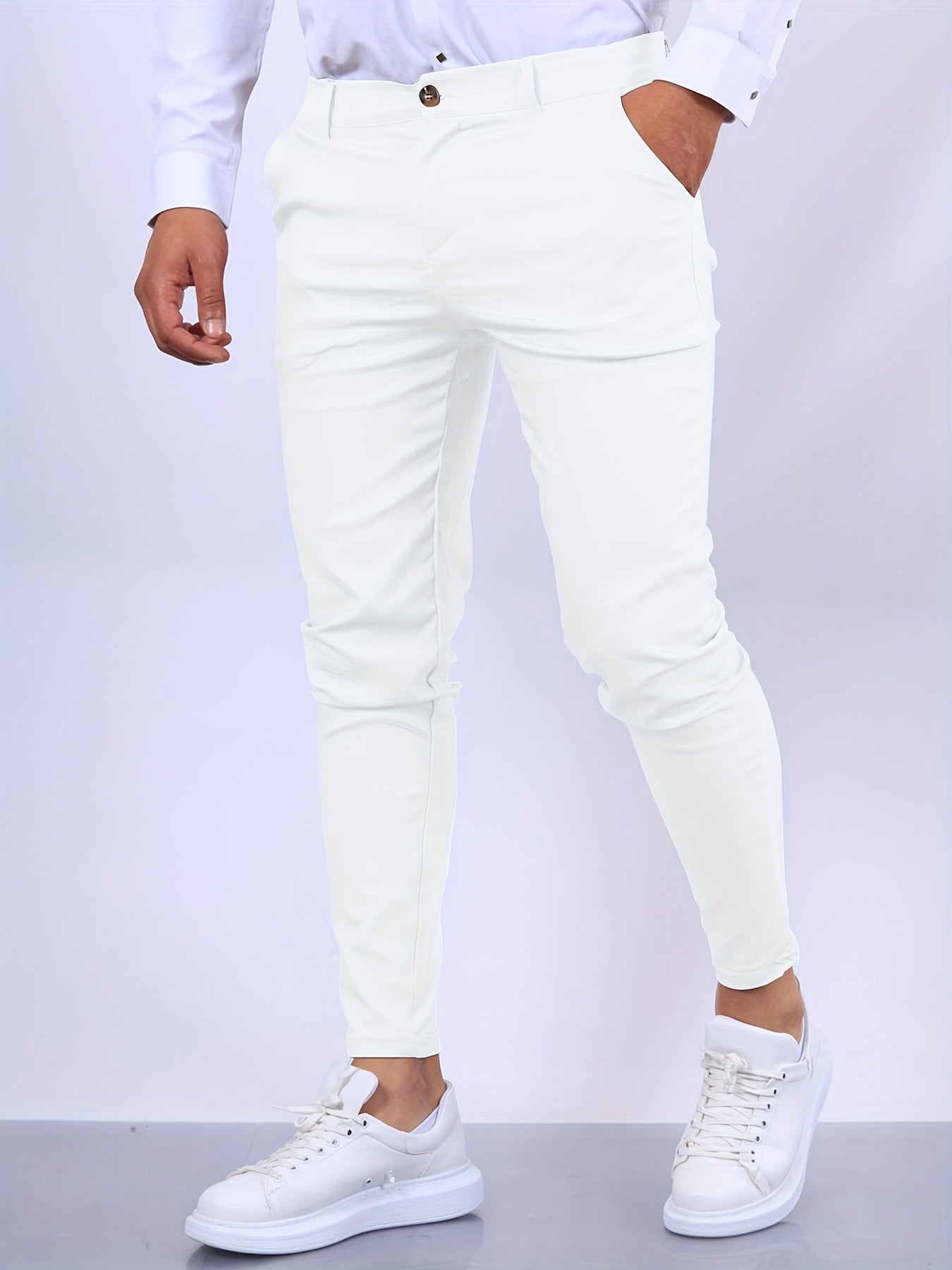 Hugh - Slim Fit Business Trousers For Men In Stretch