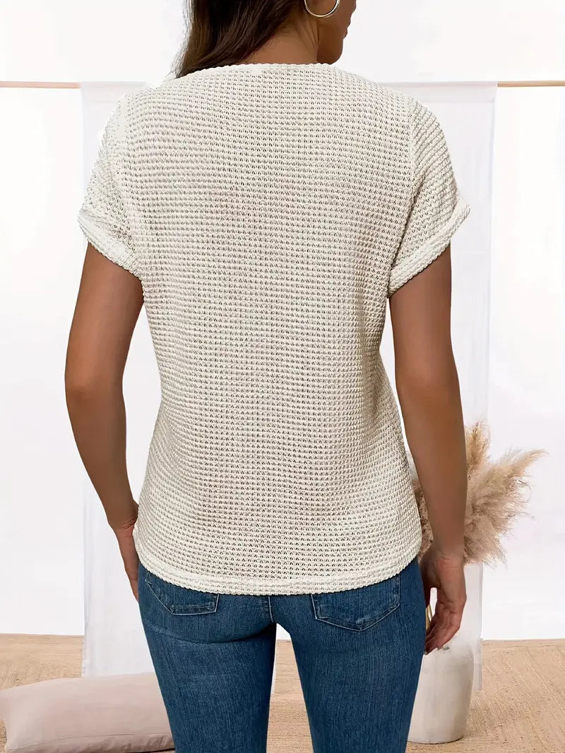 Bella - Stylish Crochet Knit Top with Vintage Charm and Lace Trim