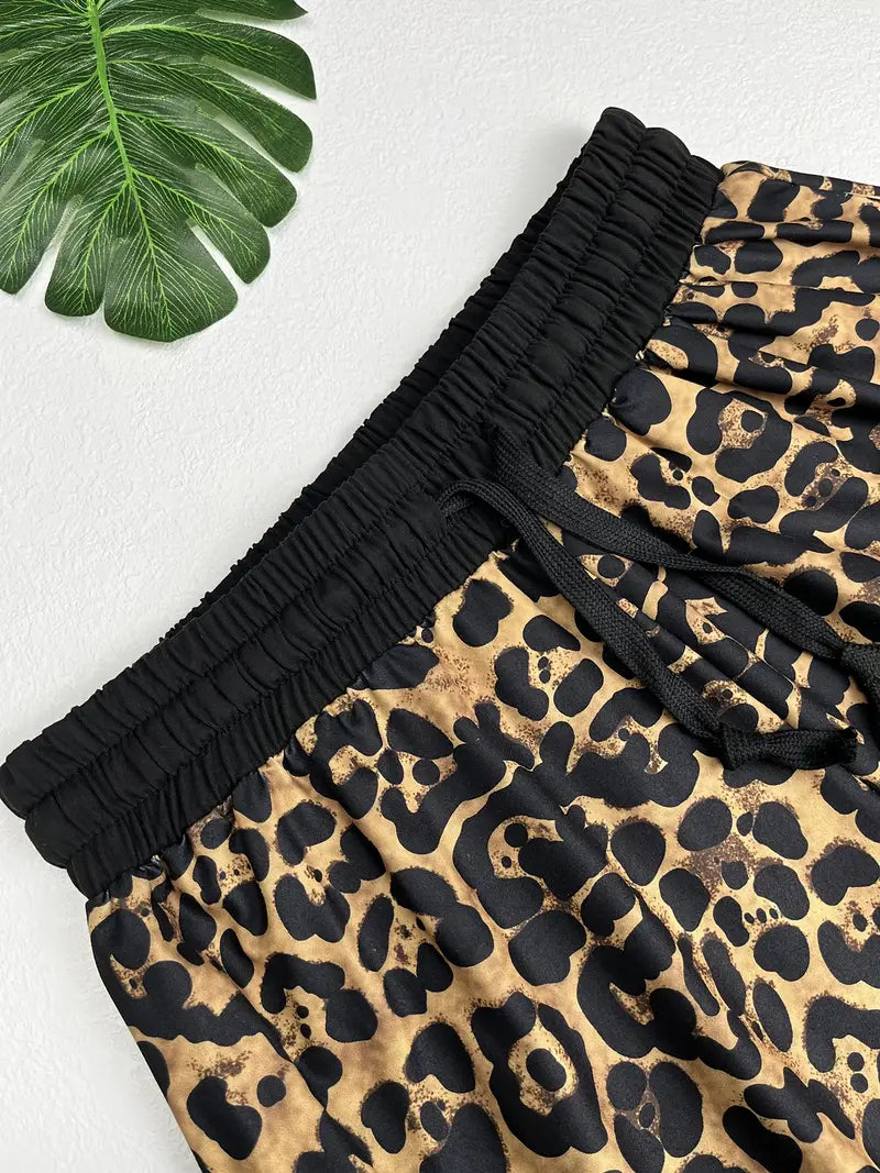 Sinead - Stylish Loose Leopard Print Trousers with Adjustable Waistband