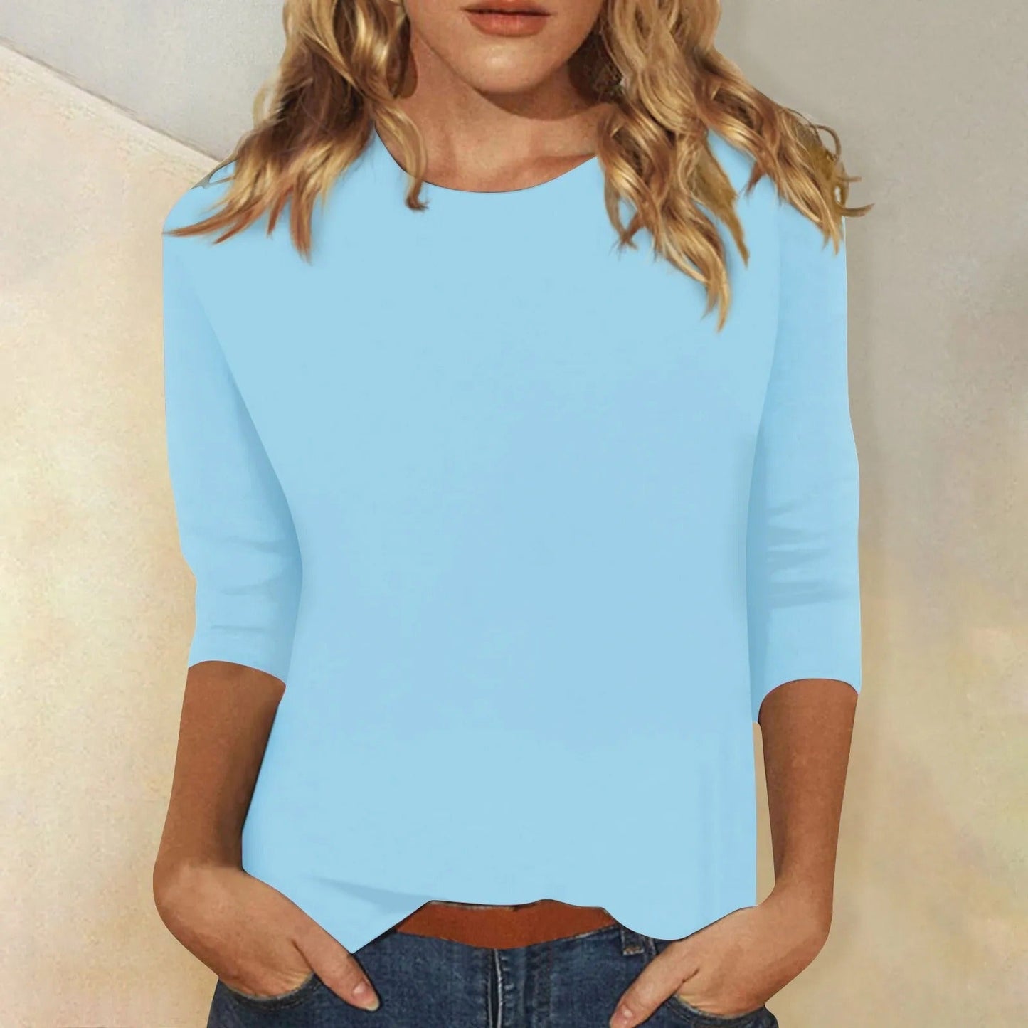 Farrah - Womens Long Sleeve Round Neck Shirt Soft Cotton