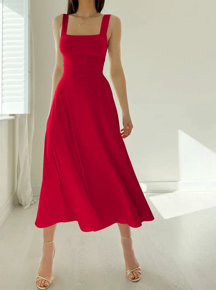 Joelle - Elegant Mini Dress with Corset Waist Tie and Flowy Skirt