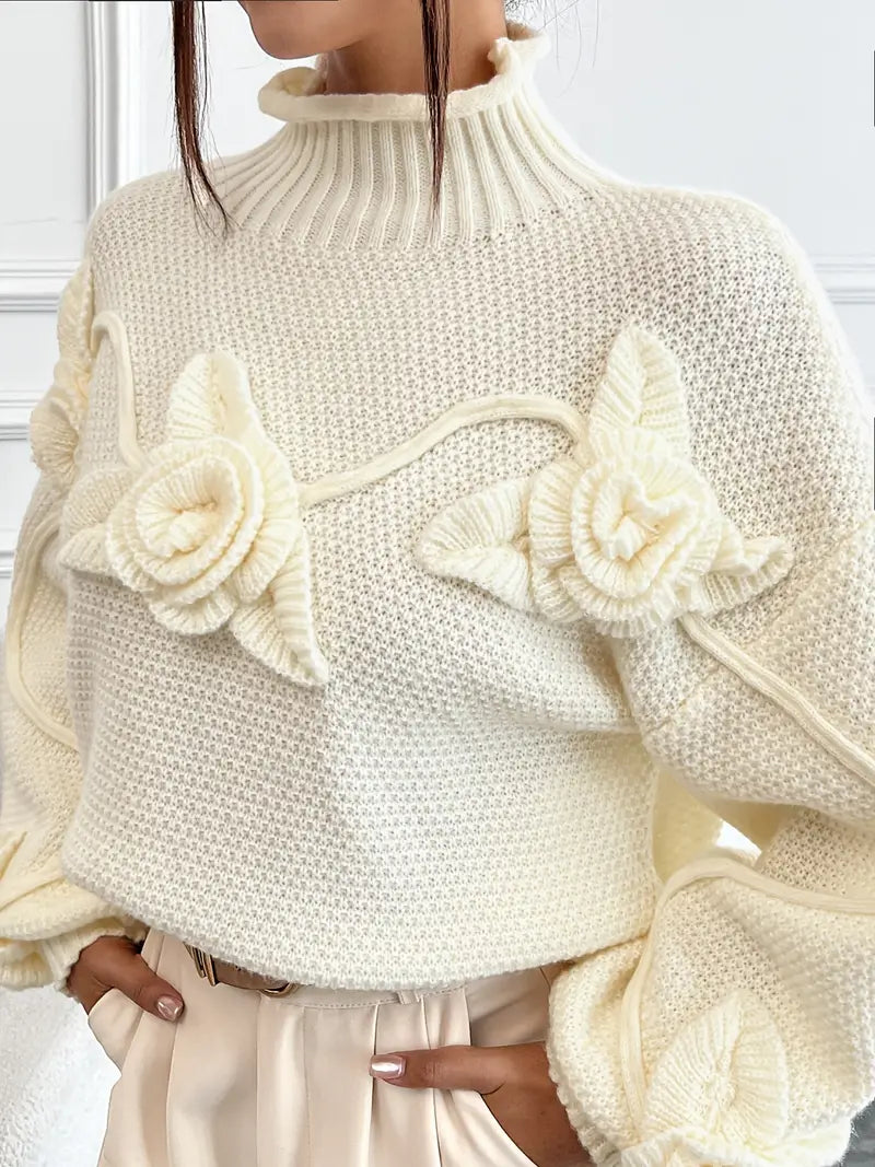 Wilma - Elegant Floral Turtleneck Sweater for Women