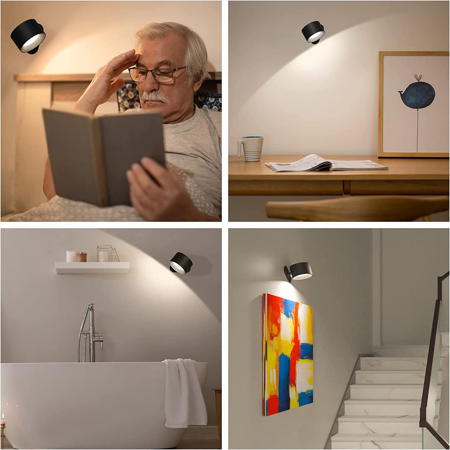 Beddora - 360 Degree Wireless Rechargeable Wall Lamp USB No Wiring