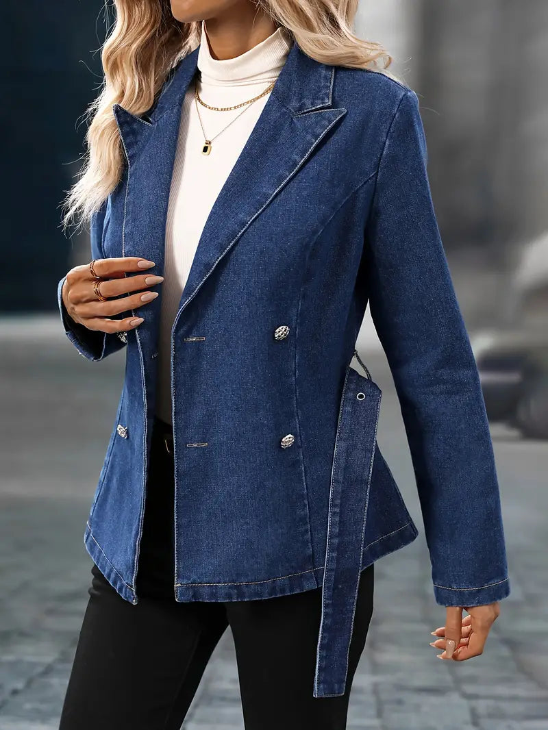 Violetta - Elegant Women's Denim Blazer with Tailored Fit and Belt