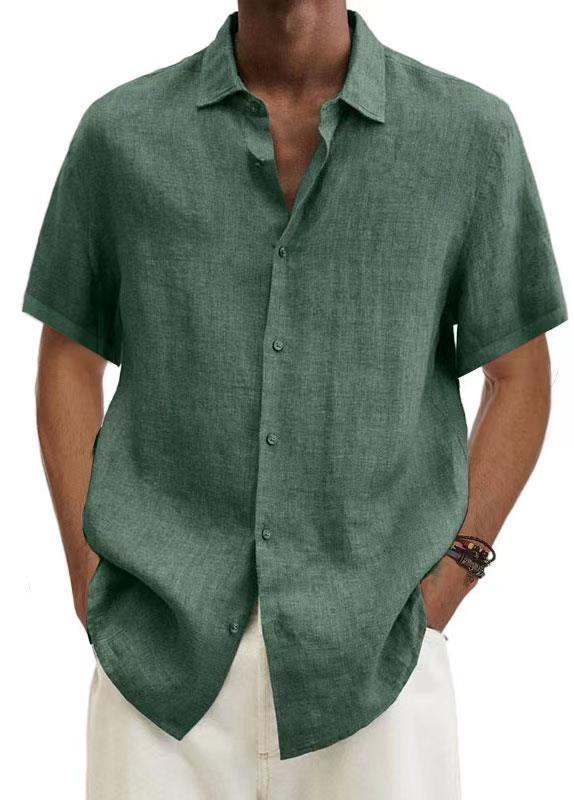 Bill - Minimalist Short Sleeve Cotton and Linen Shirt for Men