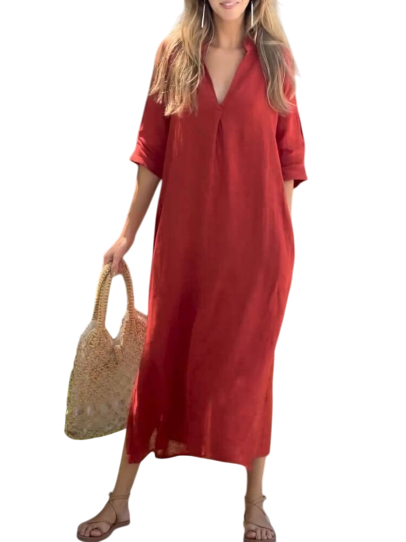 Kimmie - Timeless Women's Maxi Dress with Elegant V-neck Design