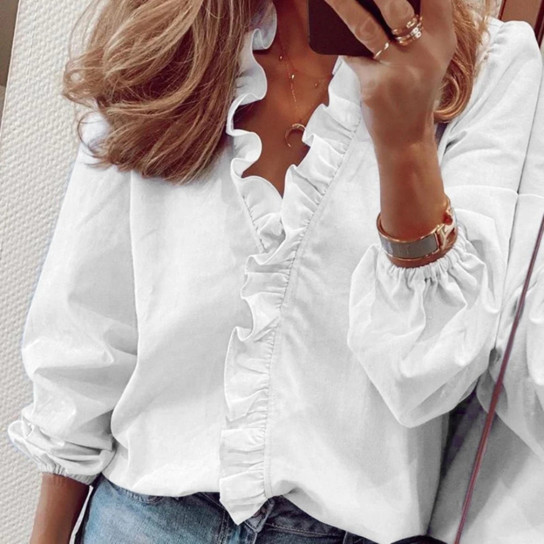 Joni - Women's Elegant Blouse with Ruffle Detailing and Comfortable Fit