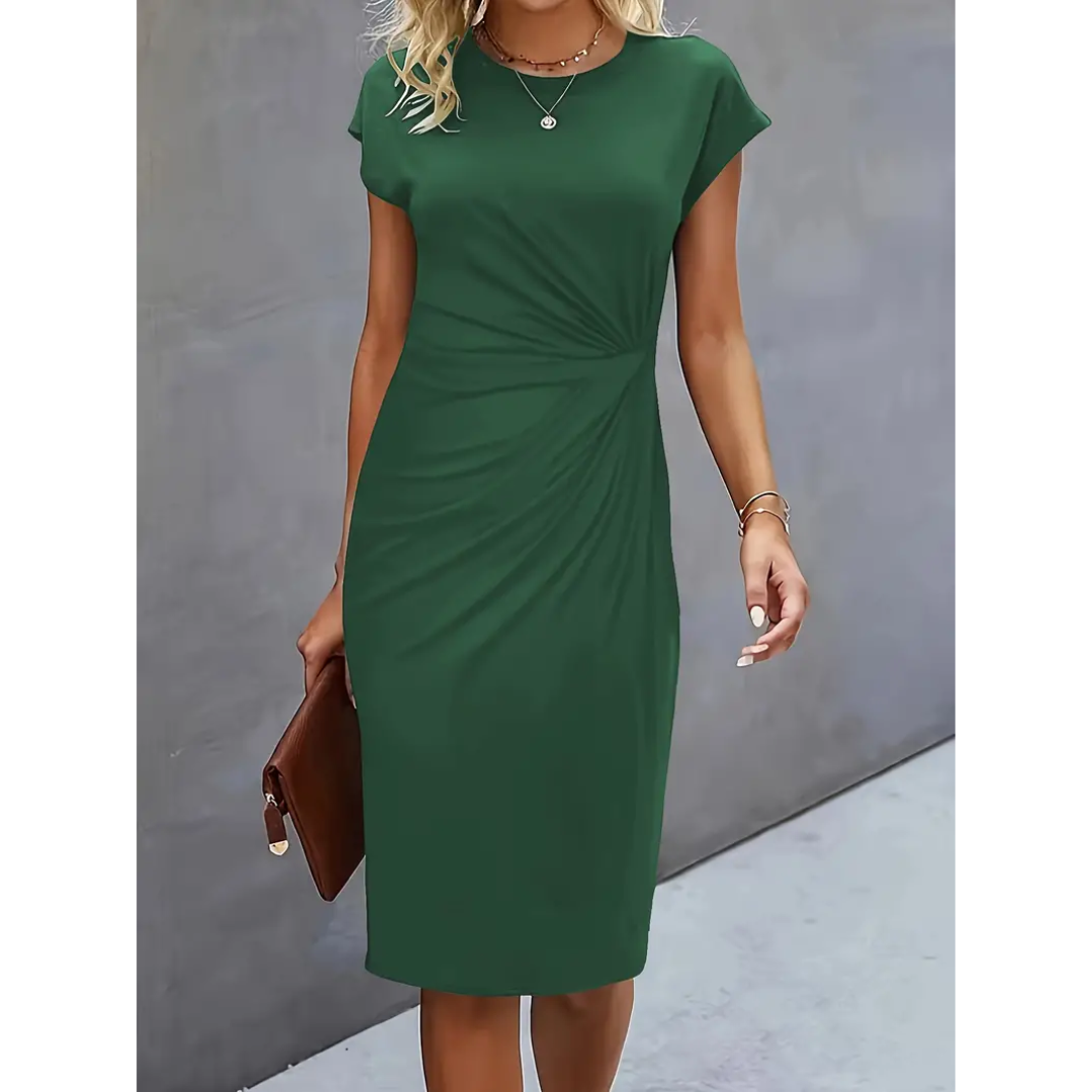 Tiffany - Elegant Women's Ruched Bodycon Dress with Short Sleeves