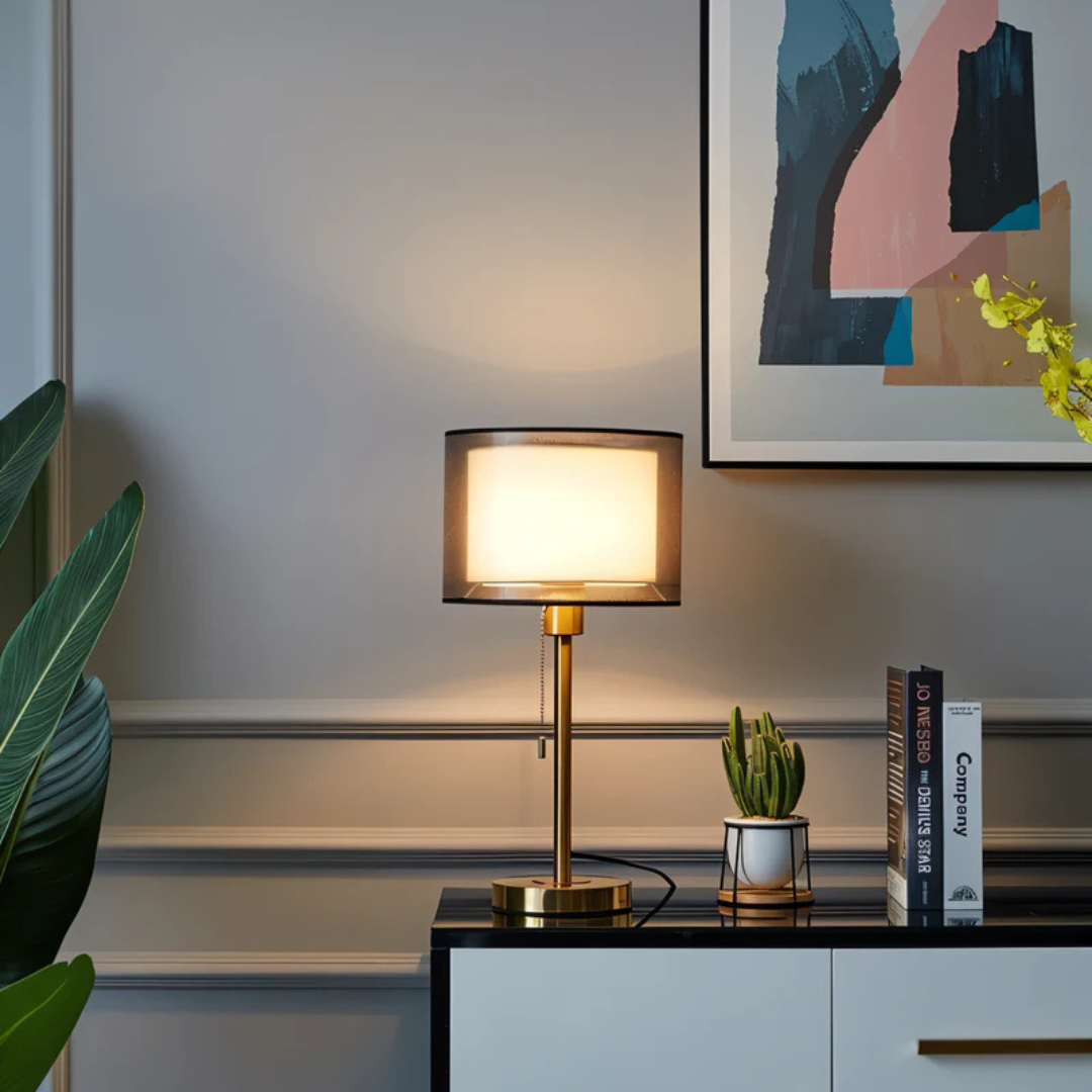 Luxrae - Lumis Table Lamp With Double Fabric Shade For Bedroom Glow