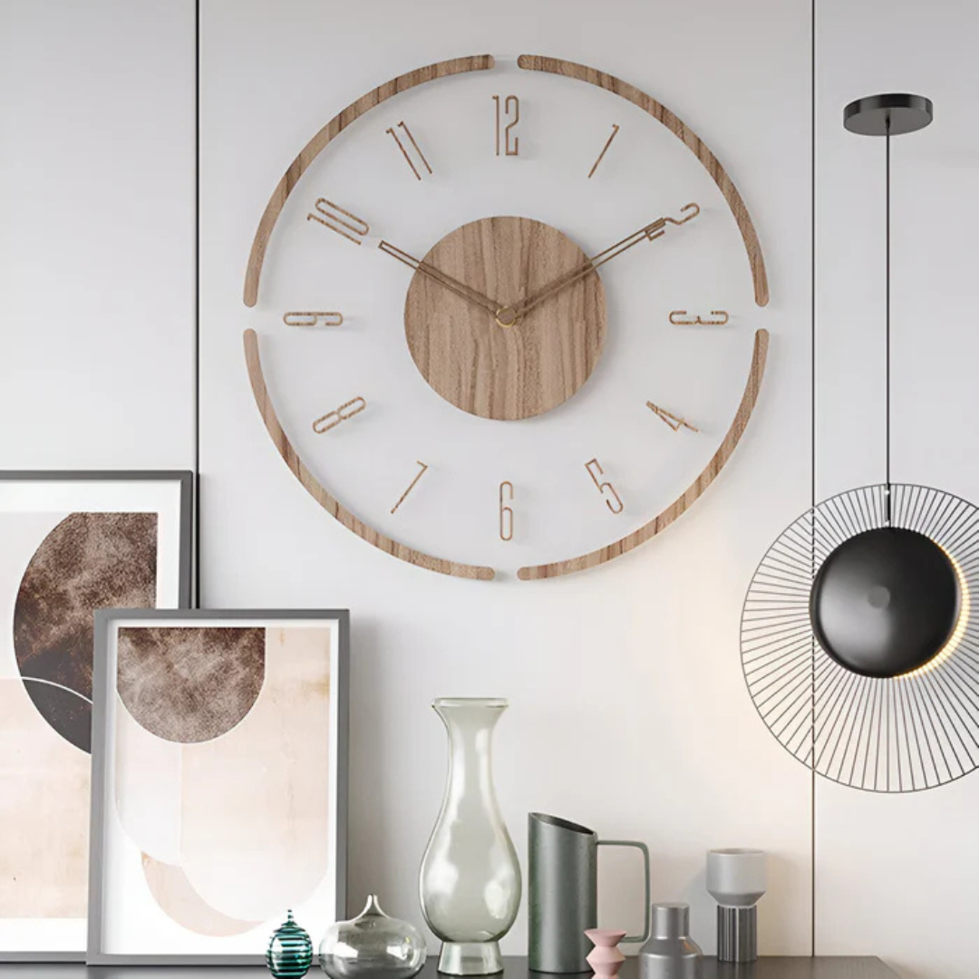 Showerra - Large Acrylic Wood Wall Clock For Living Room Modern
