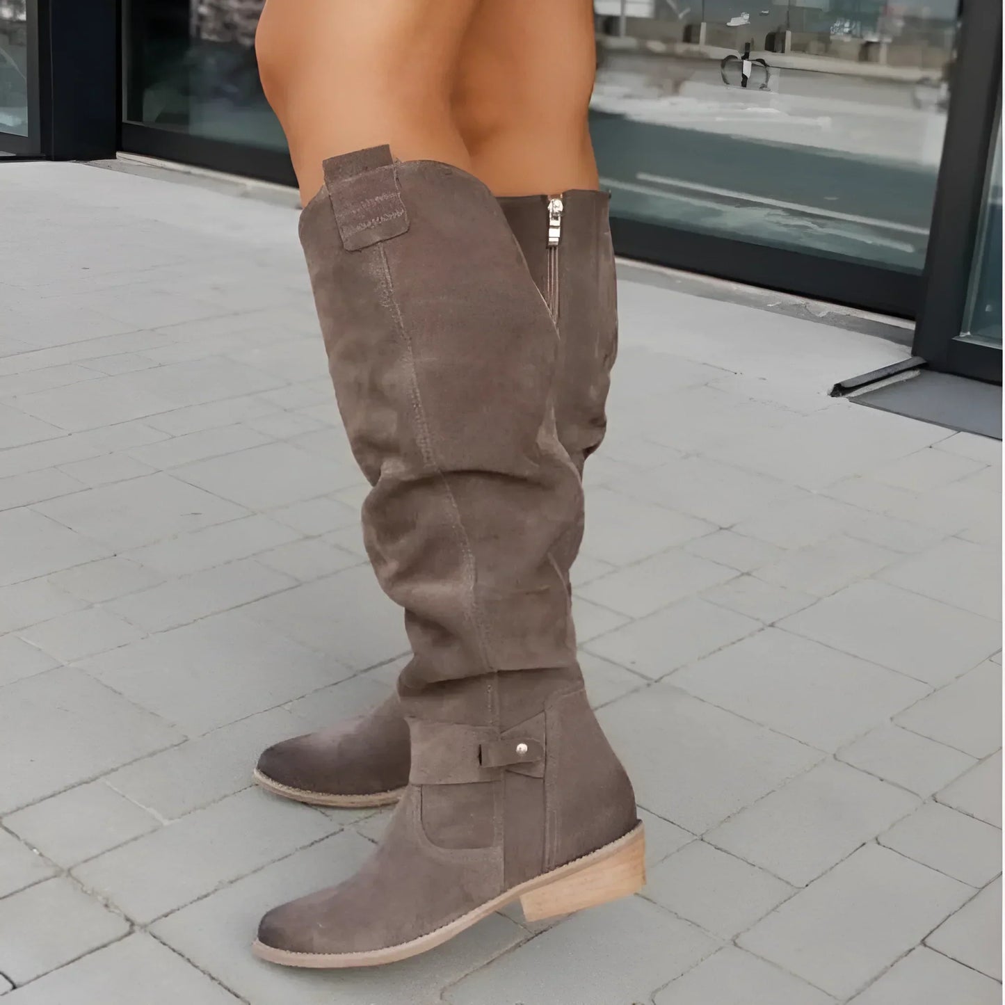 Merrilee - Vintage Leather Boots with Zipper for Classic Elegance