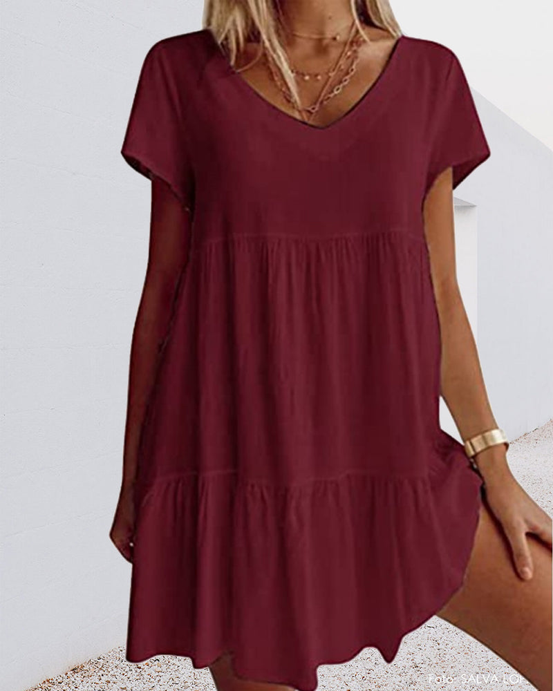 Peony - Casual Women's Summer Dress with Ruffle Detail