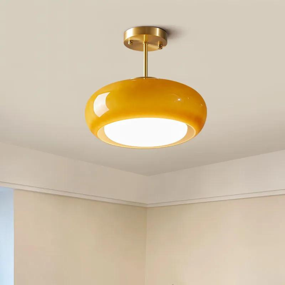 Linenra - Amber Glass Pendant Light Fixture For Dining Room