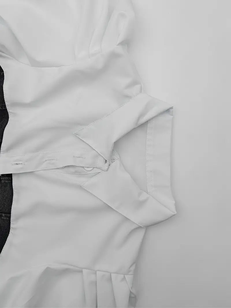 Meliora - Stylish Cotton Button-Down Shirt with Denim Bodice