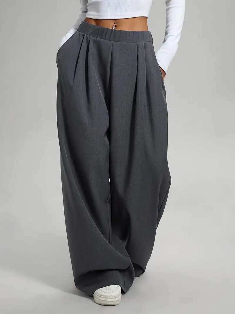 Brenda - Stylish Pleated Wide-Leg Trousers for Effortless Streetwear