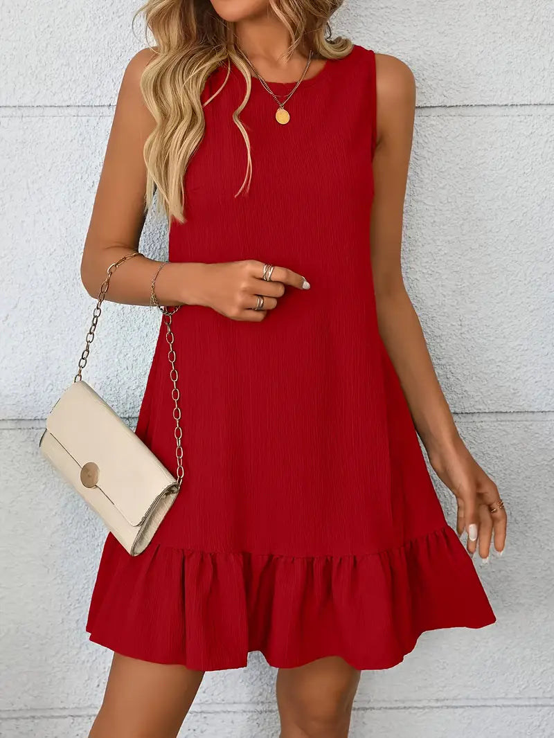 Carrie - Sleeveless Dress with Fashionable Ruffle Trim