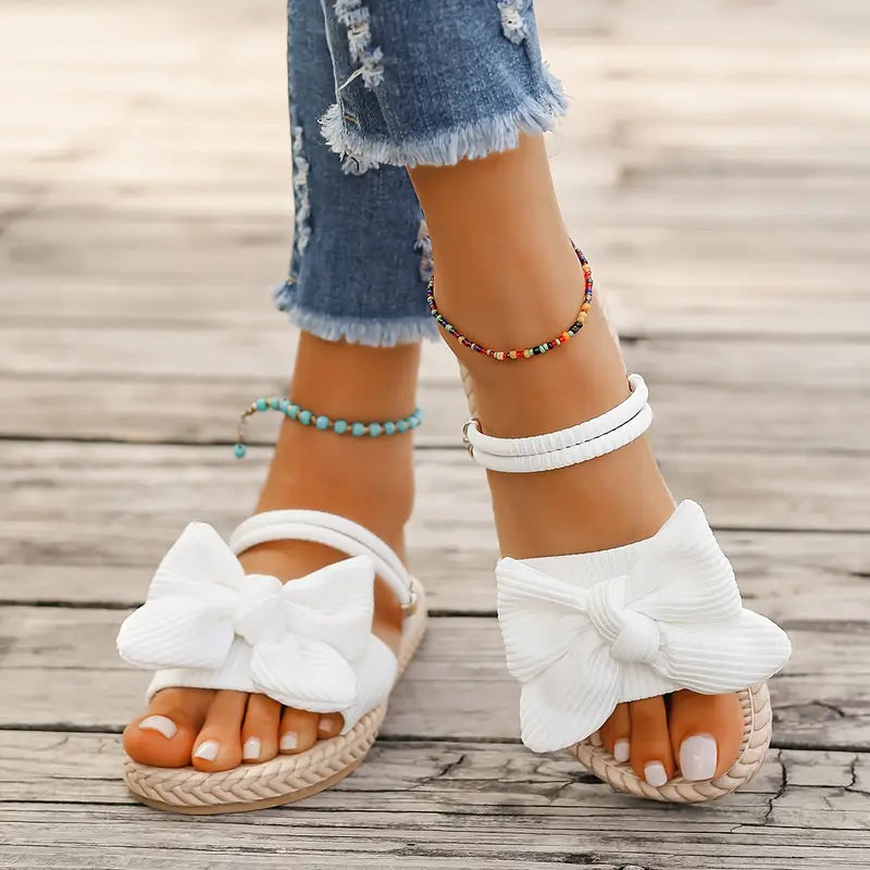 Belle - Stylish Flat Sandals with Bow Design for Summer Comfort