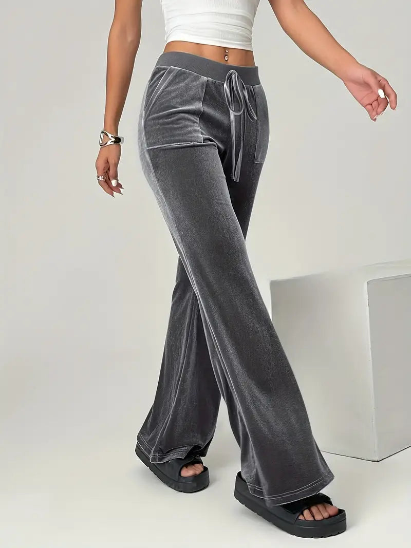 Brielle - High-Quality Velvet Flared Trousers with Adjustable Drawstring