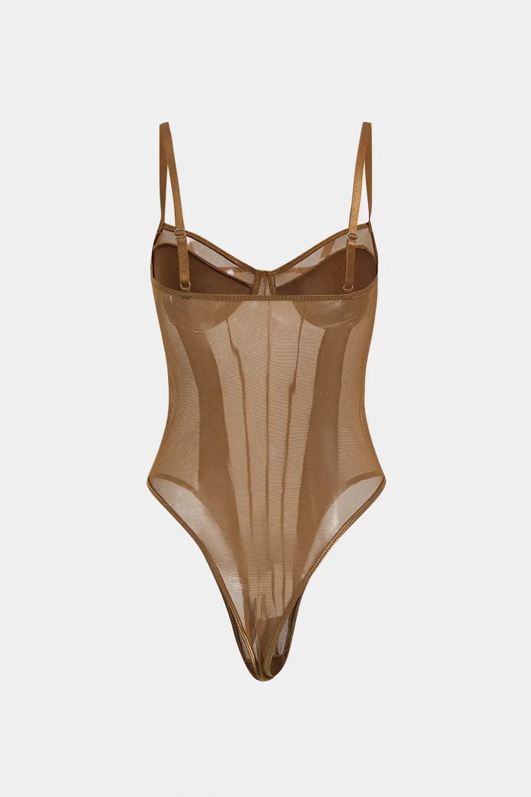 Fay - Sexy Backless Mesh Women's Sheer Corset Bodysuit for Stunning Allure