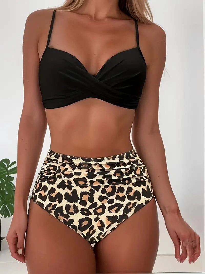 Missy - High Waist Retro Bikini Set With Adjustable Top