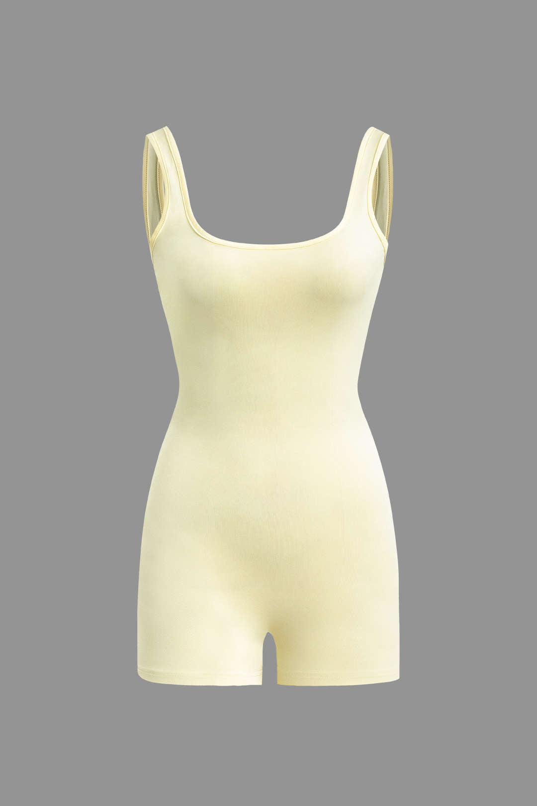 Olivette - Basic Solid Square Neck Romper for Effortless Style