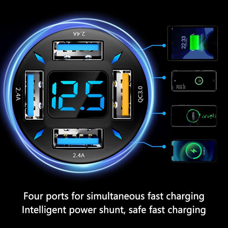 Fosvia - 66W Fast Car Charger USB PD QC 3.0 12-24V Universal