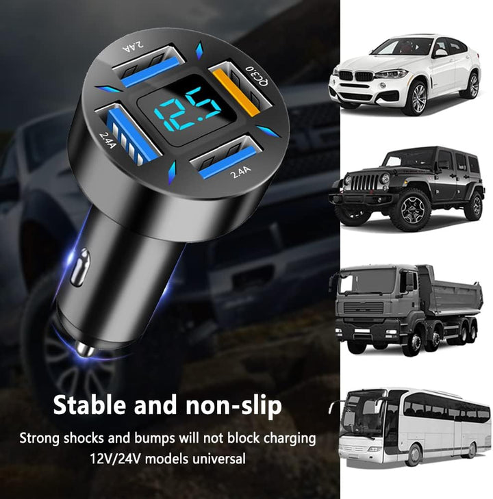 Fosvia - 66W Fast Car Charger USB PD QC 3.0 12-24V Universal
