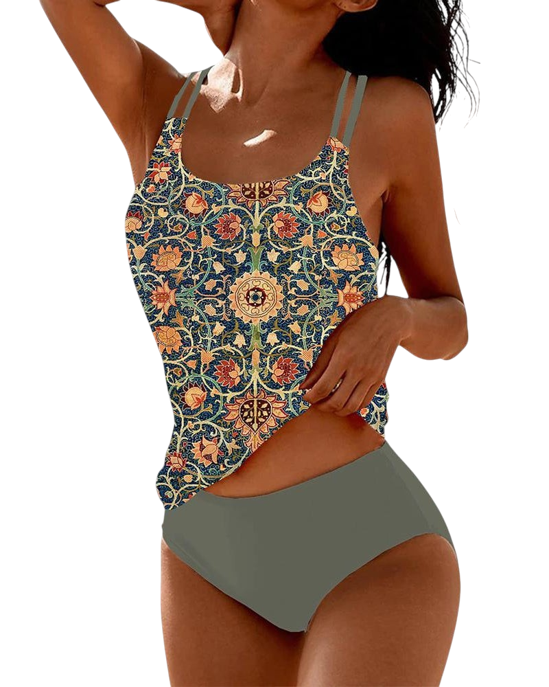 Lorraine - Elegant Modern Tankini with Stylish Printed Straps