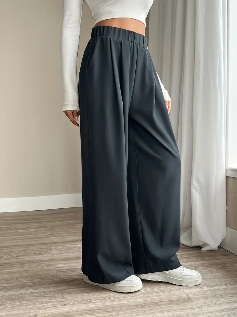 Brenda - Stylish Pleated Wide-Leg Trousers for Effortless Streetwear